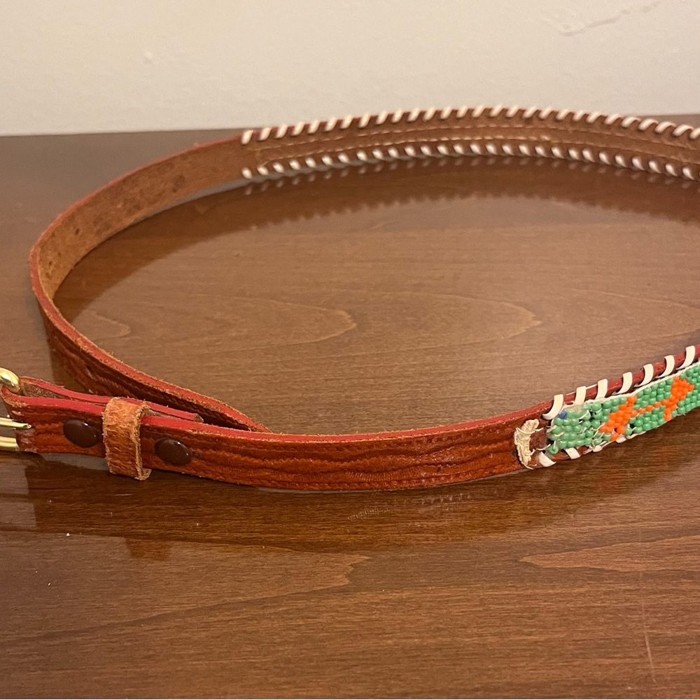 Vintage Alaska Leather Beaded Belt - Picture 9 of 9